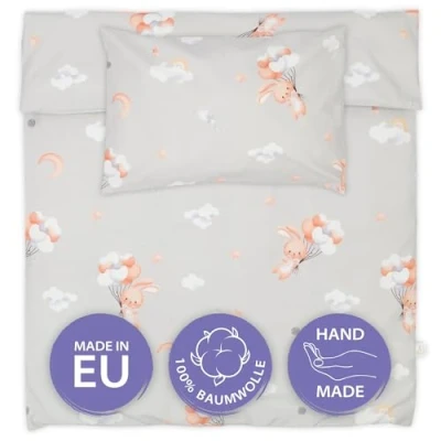 Imagen de Totsy Baby Funda nórdica Infantil 90 x 120 cm Juegos de Cama Infantiles con Almohada 60x40 algodón Conejo