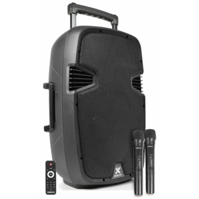 Imagen de Vonyx SPJ PA912 Altavoz portátil con batería 500W Bluetooth, Reproductor MP3, woofer de 12 Pulgadas y Dos micrófonos inalámbricos