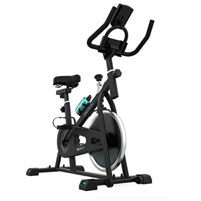 Imagen de Cecotec Bicicleta Estática Indoor DrumFit 6000 Forcis. Volante de inercia 6 Kg, Resistencia Manual, Monitor LCD, Soporte Dispositivos, Botella, Porta Botellas y Calapiés