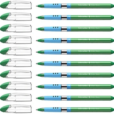 Imagen de Schneider 151204 Slider Basic Bolígrafo (punta de punta con zona agarre suave y grosor trazo XB = extra ancho), 10 unidades, color verde