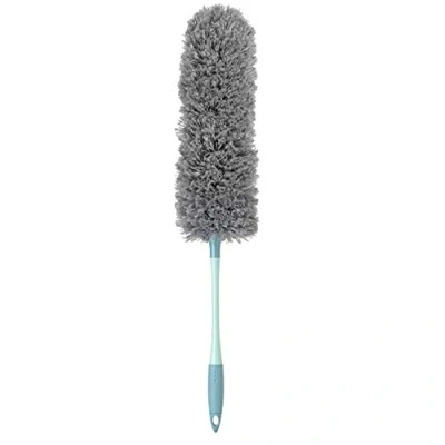 Imagen de Vigar Plumero Microfibra Para Toda Superficie 14 x 68 cm Colección Rengo Palo Ergonómico Con Agujero Colgador Color Gris y Turquesa