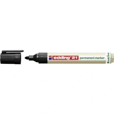 Imagen de edding 21 EcoLine marcador permanente negro 1 rotulador punta redonda 1,5 3mm indeleble de secado rápido resistente al agua y los borrones cartón, plástico, madera, metal, tela universal
