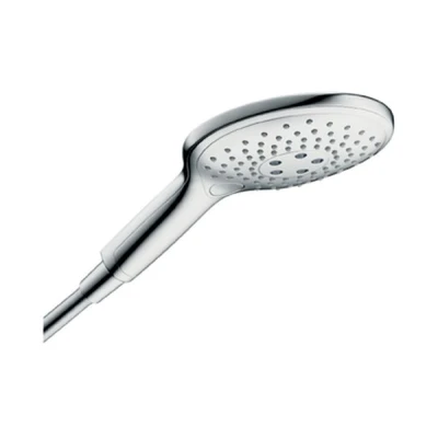 Imagen de hansgrohe Raindance Select S ducha de mano ahorro agua 9 l/min (EcoSmart), alcachofa con 3 tipos chorro, cabezal redondo (⌀ 150 mm), sistema antical, cromo, 28588000