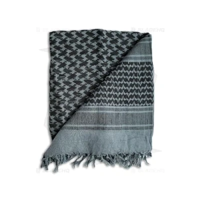 Imagen de COLOURLINX bufanda de algodón unisex estilo militar, desierto, shemagh, táctica, keffiyeh, para la cabeza y el cuello, árabe, gris/negro, 42&quot; x