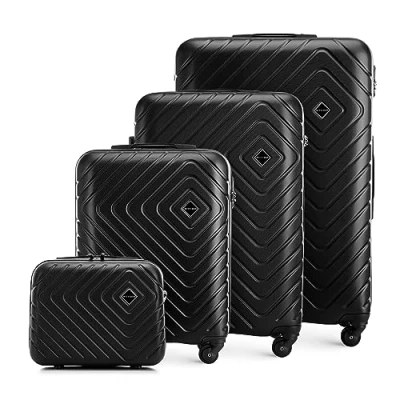Imagen de WITTCHEN Juego de 4 Maletas Trolley Maleta Equipaje Mano en ABS con Ruedas Spinner Cerradura combinación asa telescópica Negro