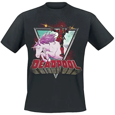 Imagen de Deadpool Unicorn Hombre Camiseta Negro XXL 100% algodón Regular
