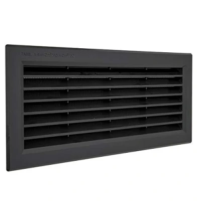 Imagen de La Ventilazione P31R13N Rejilla de ventilación rectangular plástico negro empotrable con red antiinsectos. Dimensiones: 315 x 136 mm, 315x136 mm