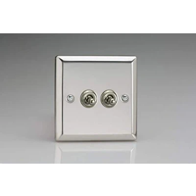 Imagen de Varilight XCT2 Interruptores de palanca cromados con espejo 2 bandas, 91 x 36 mm