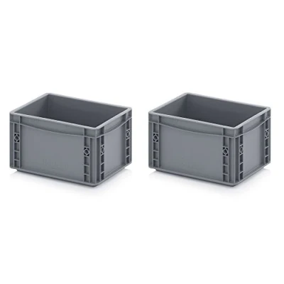 Imagen de Auer Packaging 2 recipientes europeos de 30 x 20 17 cm, color gris, incluye metro plegable gratis, juego unidades