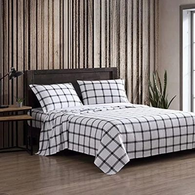 Imagen de Eddie Bauer Juego de sábanas algodón la colección Franela, preencogidas y cepilladas para Mayor suavidad, Comodidad sensación acogedora, matrimonial, litera a Cuadros