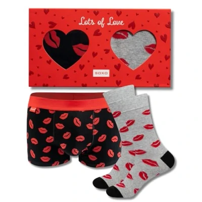 Imagen de soxo San Valentín Calzoncillos Hombre + Calcetines Boxer Algodon Regalos Originale M Labios 40 45