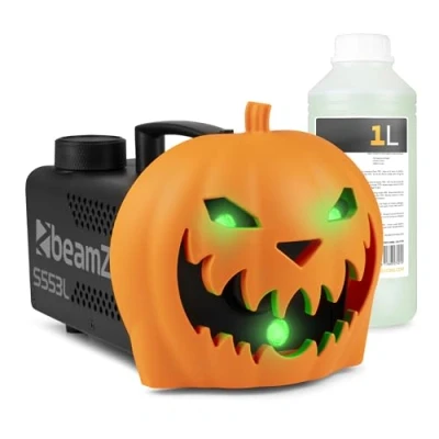 Imagen de BeamZ S553l máquina de humo decoración Halloween con cabeza calabaza LED, 550w 2L líquido, calabaza, 16 colores efecto luz, sonido, mini