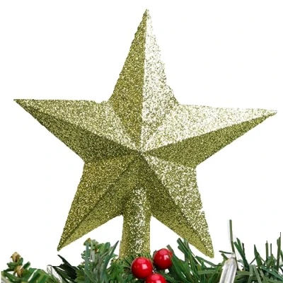 Imagen de Christmas Concepts® 20cm Glitter Tree Topper Adorno para la Punta del árbol de Navidad (Verde Lima)