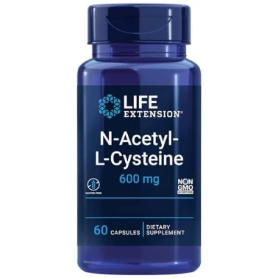 Imagen de Life Extension, N Acetyl Cysteine (NAC), 600mg Depot, 1 Cápsula cada 3 Días, 60 Cápsulas veganas, Probado en Laboratorio, Vegetariano, Sin Gluten, Soja, No GMO
