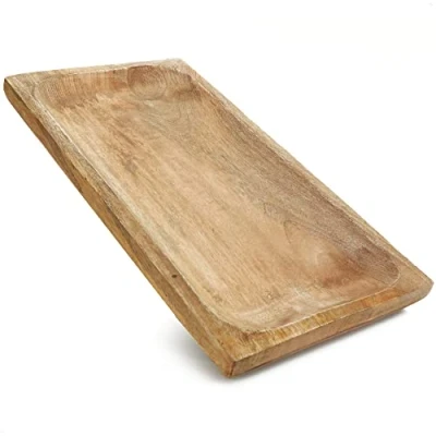 Imagen de com four® Platos Decorativos de Madera Mango Bandeja Rectangular para Decorar la habitación Accesorio el hogar (01 Cuenco Grande Mango)