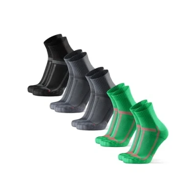 Imagen de DANISH ENDURANCE Calcetines de Running, Antideslizantes, Antiampollas, Hombres y Mujeres, 5 Pack, Multicolor (1x Negro/Gris, 2x Gris/Negro, Verde), 39 42