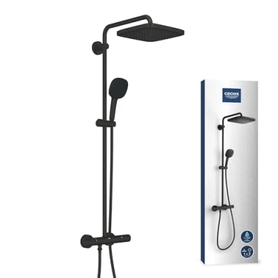 Imagen de GROHE 266972431 Columna de Ducha con Mezclador Termostático, Negro Mate
