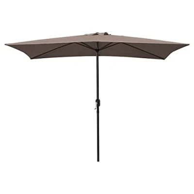 Imagen de Acomoda Textil Sombrilla de Jardín Forro Anti UV 200 x 300cm Parasol Aluminio con Manivela, Toldo Rectangular para Patios y Terrazas (Topo)