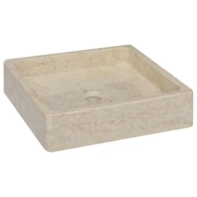 Imagen de vidaXL Lavabo Lavamanos Inodoro Aseo Cuarto de Baño Cuenca Fregadero Casa Hogar Muebles Mobiliario Decoración Elegante Crema Mármol 40x40x10 cm