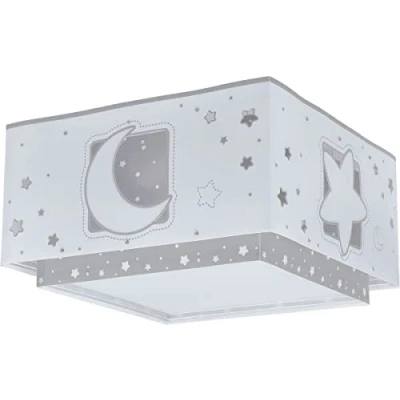 Imagen de Dalber Lámpara plafón de techo infantil Moonlight Luna y Estrellas Gris, plafones infantiles, 63236E, E27