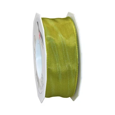 Imagen de Präsent Lyon Cinta de tafetán con Alambre, Color Amarillo Indio, 40 mm 25 m, Seide, marrón Oscuro