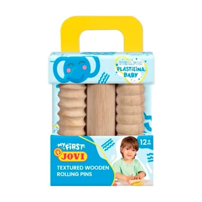 Imagen de Jovi Plastilina baby 3 Rodillos de madera, diseños diferentes, herramientas modelaje para niños a partir 12 meses (379/3RP)