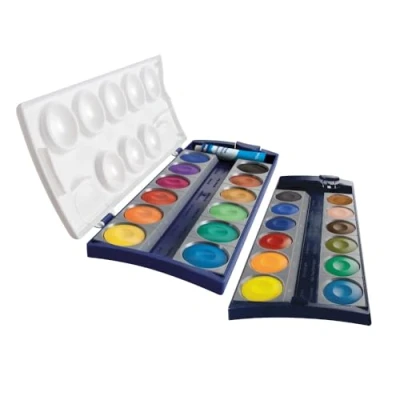 Imagen de Pelikan Acuarelas Premium K24, caja 24 colores y 1 tubo de blanco opaco (7,5 ml), calidad Made in Germany, estuche escolar, material enseñanza 720631