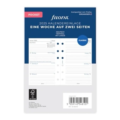 Imagen de Filofax Pocket 1 semana en 2 páginas vertical (alemán)2025