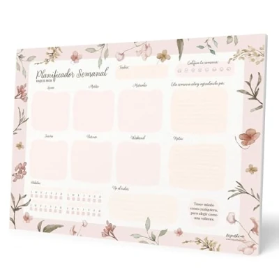 Imagen de Grupo Erik Bloc Planificador semanal A4 Raquel Beck en español sin fecha Calendario sobremesa │ Organizador semanal,