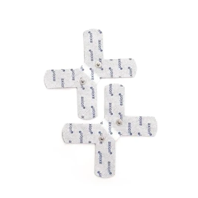 Imagen de 2 electrodos axion en forma de X Compatibles con Beurer y otros electroestimuladores TENS EMS Reutilizables autoadhesivos conector botón 3,5 mm