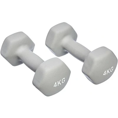 Imagen de Amazon Basics Par de mancuernas neopreno, 8kg (4kg x 2 Unidad) Gris