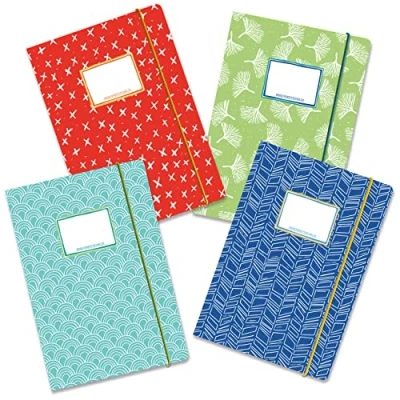 Imagen de Papierdrachen 4 carpetas escolares sin plástico con banda elástica en DIN A4, diseño de arco iris, carpeta postal para estudiantes, coleccionistas cuadernos, juego número 9