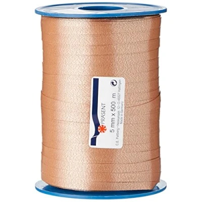 Imagen de C.E. PATTBERG cinta regalo color turrón, 500 m de embalar para rizar, 5 mm ancho manualidades, decoración y envolver regalos cualquier ocasión