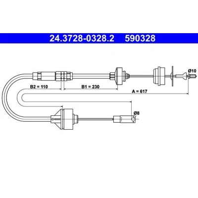 Imagen de ATE 24.3728 0328.2 Cable de Embrague con reajuste manual PEUGEOT: Partner I Combispace, Furgón, Camión plataforma/Chasis