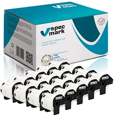 Imagen de specmark 20 rollos de etiquetas individuales compatibles con Brother DK 11209, 62 mm x 29 mm, 800 unidades para todas las impresoras QL: QL 570 700