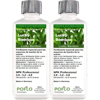 Imagen de POFLO Lucky Bamboo Fertilizante para bambú de la suerte, línea profesional abono completo ALTA TECNOLOGÍA NPK el Dracaena sanderiana (500ml)