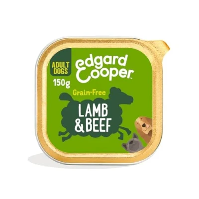 Imagen de Edgard &amp; Cooper Comida Húmeda para Perros Adultos Paté Natural Sin Cereales Tarrinas 150g x 11 Cordero Ternera Fresco, Alimentación Sana Sabrosa y Equilibrada, Carne Fresca