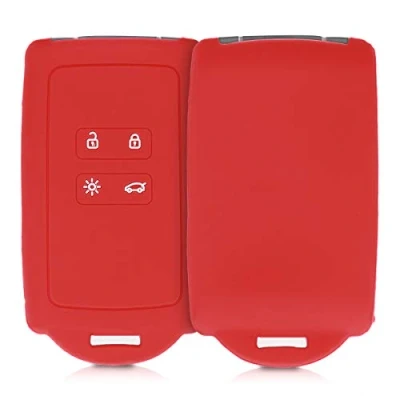 Imagen de kwmobile Funda de Silicona Compatible con Renault Llave Coche Smart Key 4 Botones (Solo Keyless Go) Carcasa Protectora para Llavero Case Mando Auto Rojo