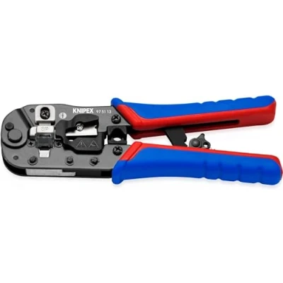 Imagen de Knipex Alicates para crimpar conectores Western RJ45 bruñido, con fundas multicomponentes 191 mm 97 51 13