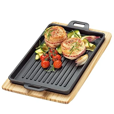 Imagen de Küchenprofi 0305351026 Sartén para barbacoa (hierro fundido, 32 x 22 3,5 cm, todo tipo de fuegos, incluye inducción)