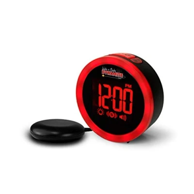 Imagen de Reloj Despertador Vibratorio para Sordos con Alarma Sonora de 95 dB y Luz Intermitente El Geemarc WAKE &#039;N&#039; SHAKE Dynamite También Despierta a los que Duermen Mucho Puerto Carga USB Versión ES