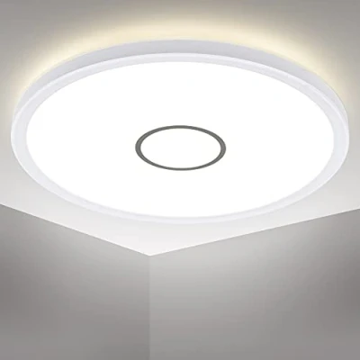 Imagen de B.K.Licht I Lámpara de techo led plafon pared 18 Watt 2.400 Lumen blanco neutro 4.000K plata ultraplano 2,8cm redondo Ø29cm