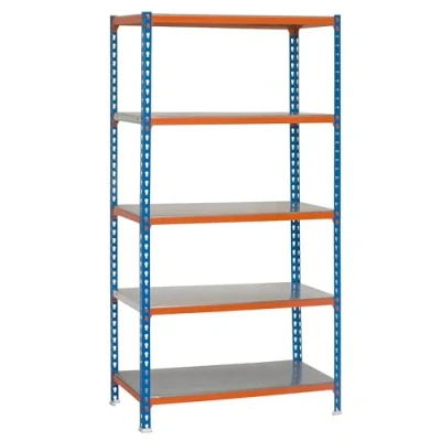 Imagen de Simon Rack 1 Kit Estantería con 5 Estantes, Azul/Naranja/Galvanizado, 1800x900x300