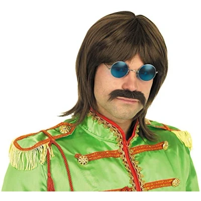 Imagen de Fun Shack Peluca Años 60 Hombre, Pelucas Cantante Larga Hombre Marron, Disfraz Carnaval Talla Unica