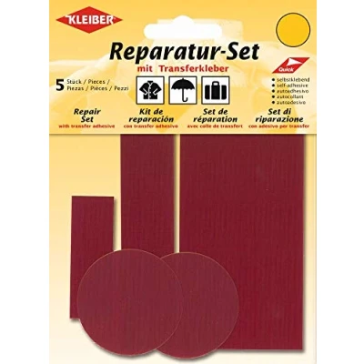 Imagen de Kleiber Juego de Parches reparación para Ropa, Nailon, autoadhesivos, 5 Piezas, Color Rojo Oscuro