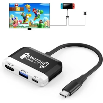 Imagen de GKEAPZA Switch TV Dock para Nintendo Switch/OLED, Mini portátil 4K HDMI Adapter con Puerto USB 3.0 Adicional, Tipo C 100W PD