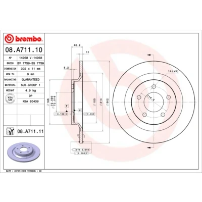 Imagen de Disco de freno BREMBO 08.A711.11