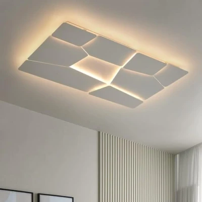 Imagen de ZenithBeam Creativo GeoméTrico Plafon Para Sala De Estar,Moderno Led Lamparas Techo Salon,Rectangular 102W Regulable Luces Blanco Mate Estar Oficina Dormitorio