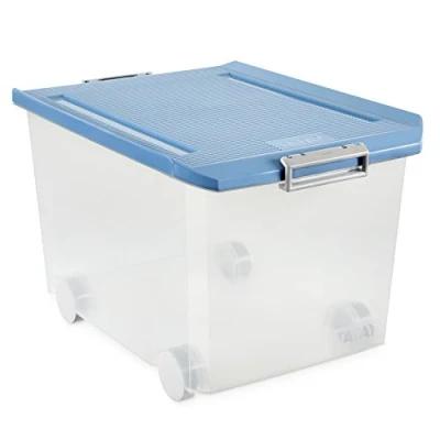 Imagen de Tatay Caja de Almacenaje Multiusos Bajo Cama con Tapa y Ruedas 63 L Capacidad. Plástico Polipropileno Libre BPA. Forma Rectangular, Medidas 40 x 57 36 cm (L An Al)