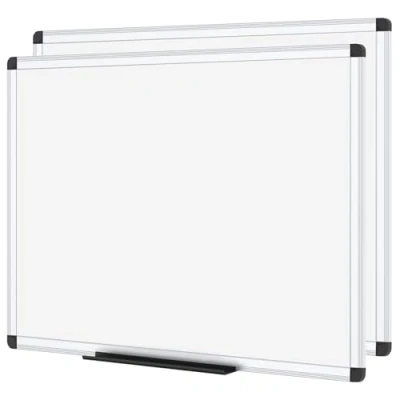 Imagen de VIZ PRO 2 Paquetes Pizarra Blanca Magnética con Marco de Aluminio, 120 x 90 cm